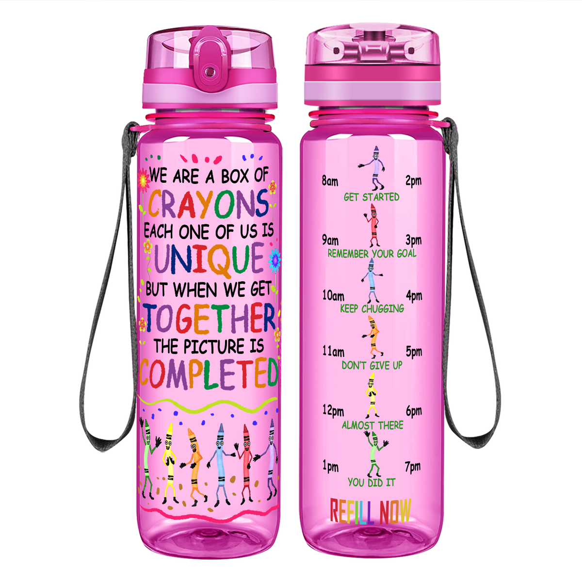We are a Box of Crayons on 32 oz Motivational Tracking Teacher Water Bottle