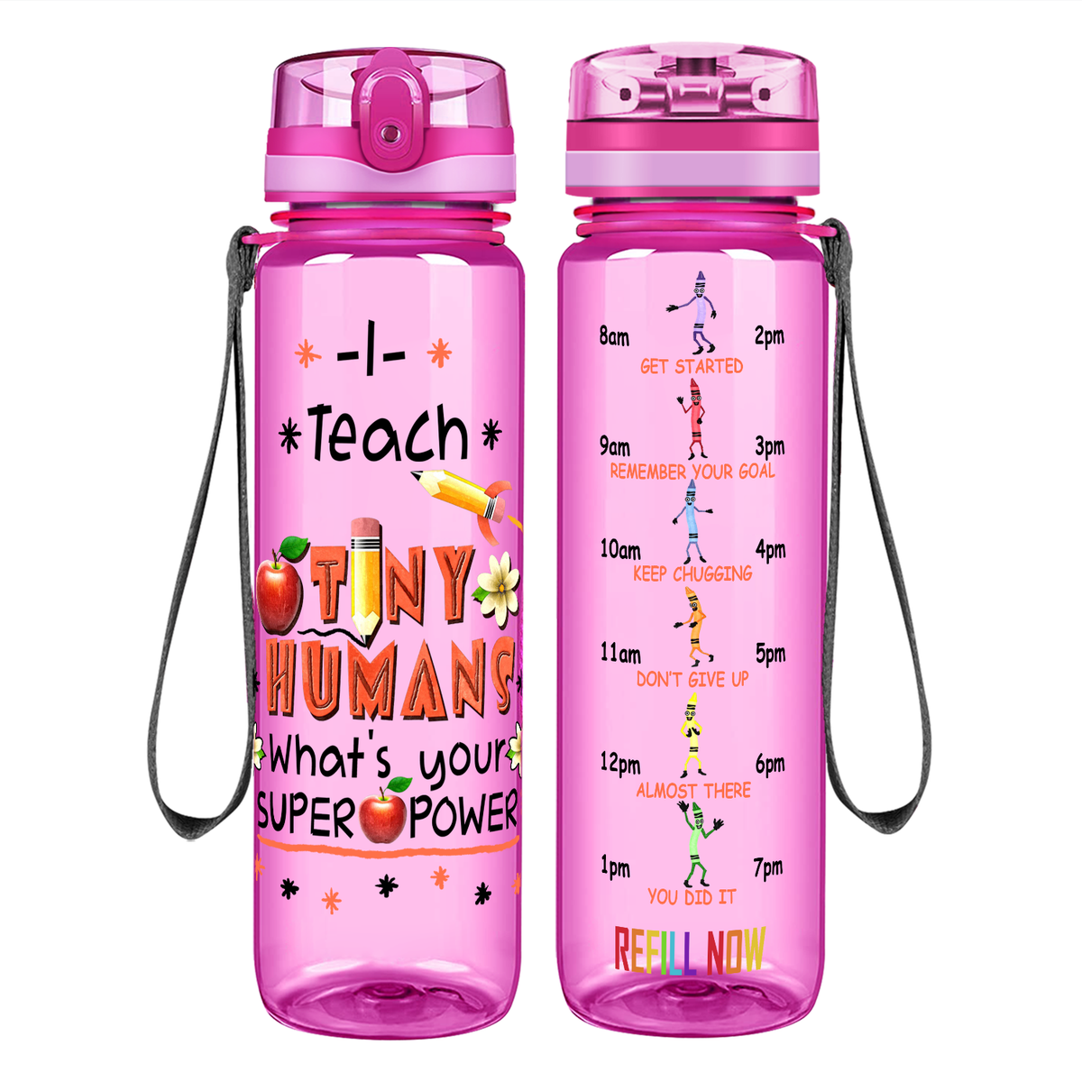 I Teach Tiny Humans on 32 oz Motivational Tracking Water Bottle