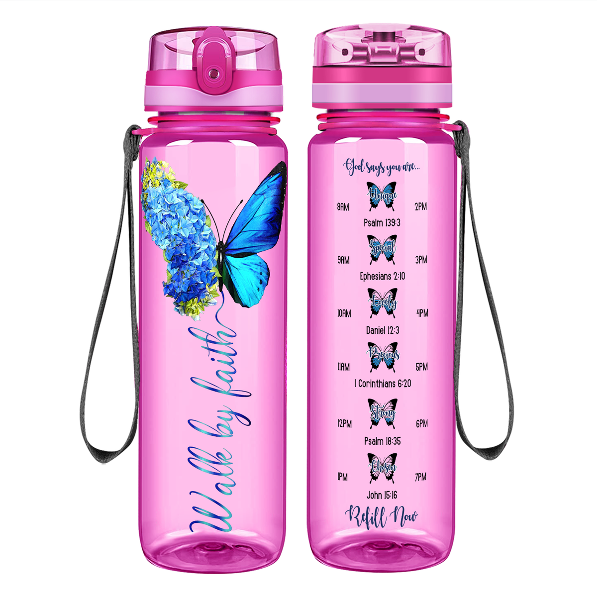 Walk by Faith on 32 oz Motivational Tracking Water Bottle