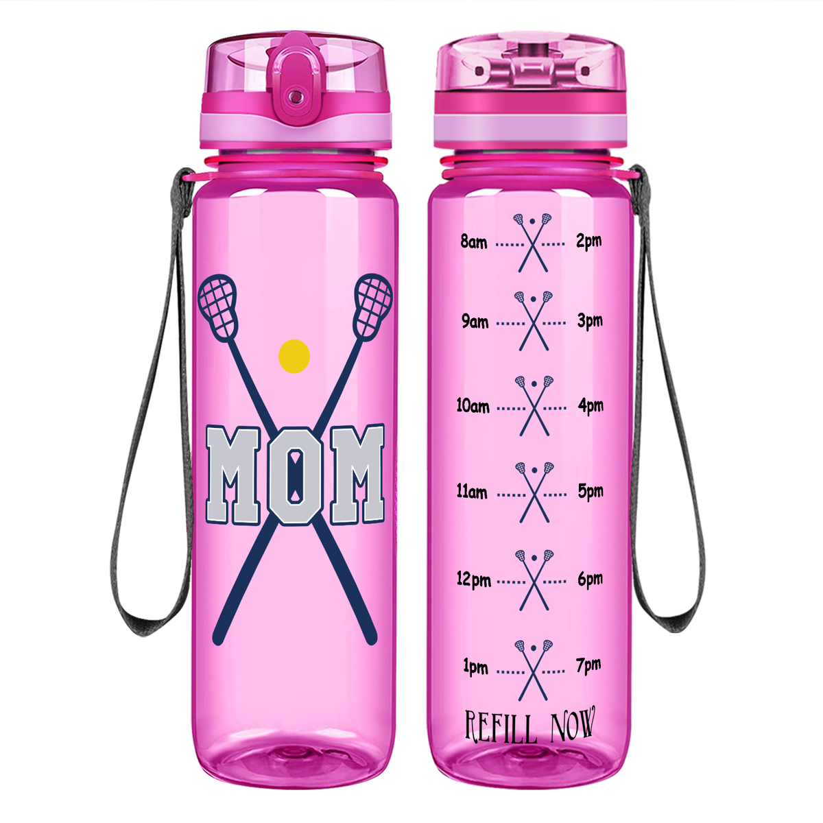 Mom Lacrosse Sticks on 32 oz Motivational Tracking Water Bottle