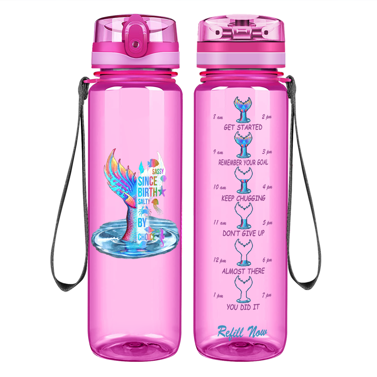 Personalized Sassy Since Birth on 32 oz Motivational Tracking Water Bottle