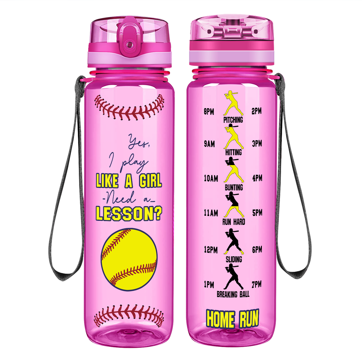 Yes, I Play Like a Girl on 32 oz Motivational Tracking Water Bottle