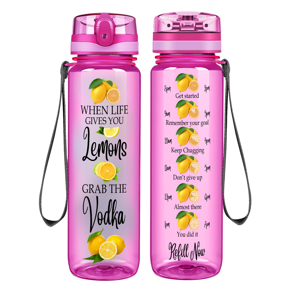 When Life Gives You Lemons on 32 oz Motivational Tracking Water Bottle