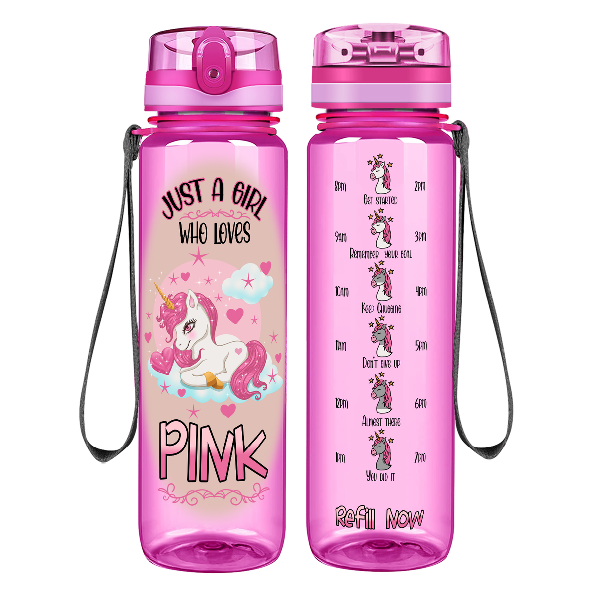 Just A Girl Who Loves Pink on 32 oz Motivational Tracking Water Bottle