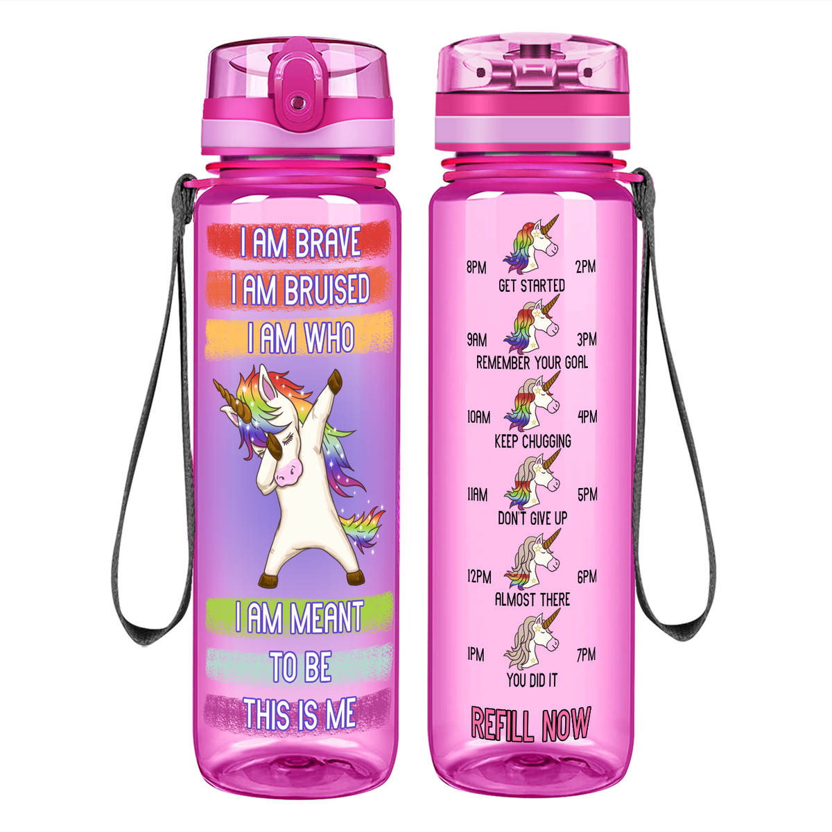 I Am Brave I Am Bruised I Am Who on 32 oz Motivational Tracking Water Bottle