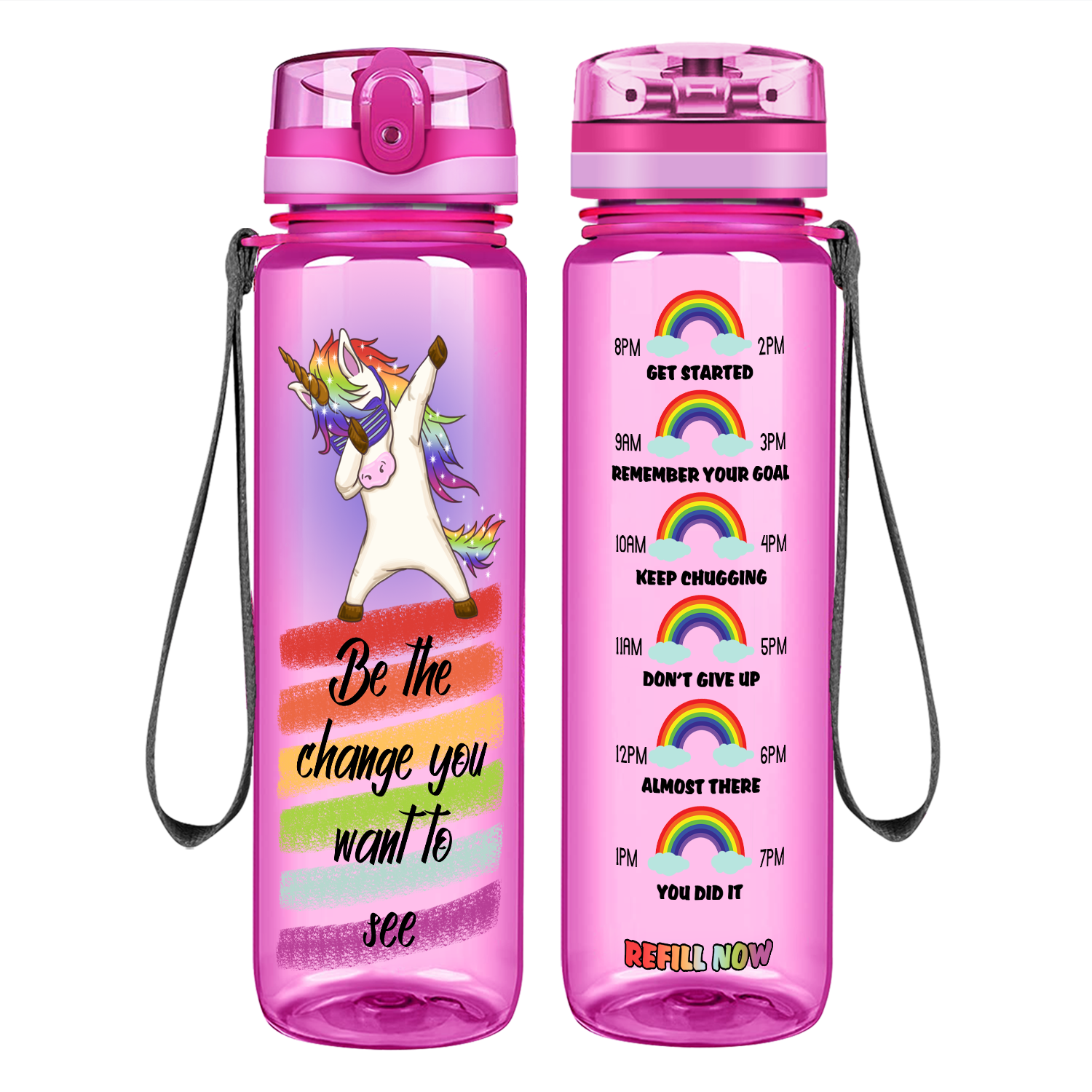 Be The Change You Want To See on 32 oz Motivational Tracking Water Bottle