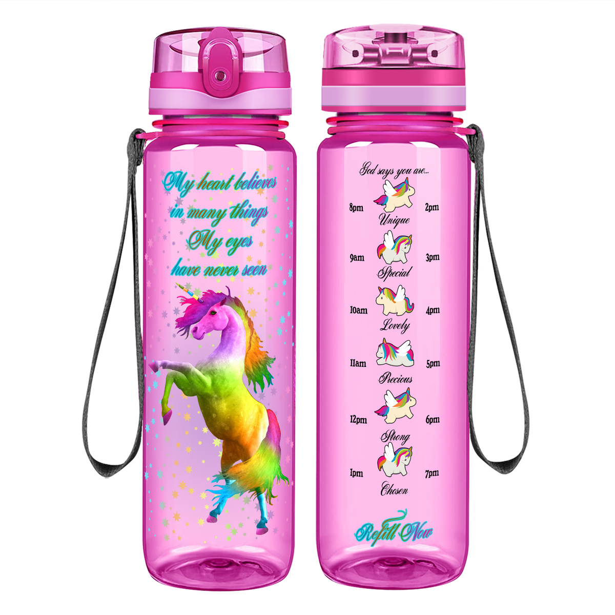 My Heart Believes In Many Things on 32 oz Motivational Tracking Water Bottle