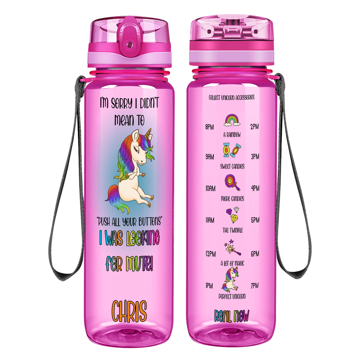 I'm Sorry I Didn't Mean To Push All Your Buttons on 32 oz Motivational Tracking Water Bottle