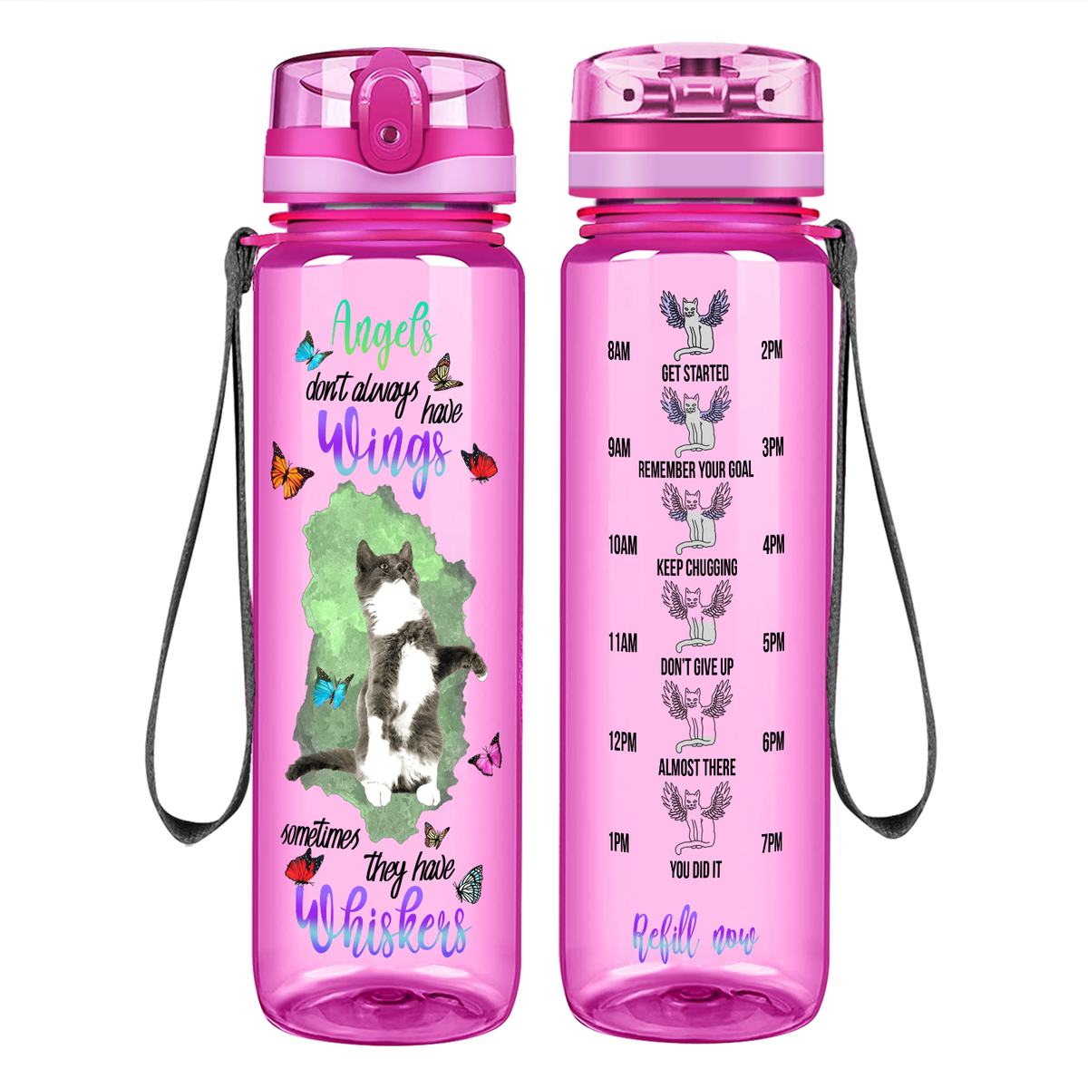Angels Don't Always Have Wings on 32 oz Motivational Tracking Water Bottle