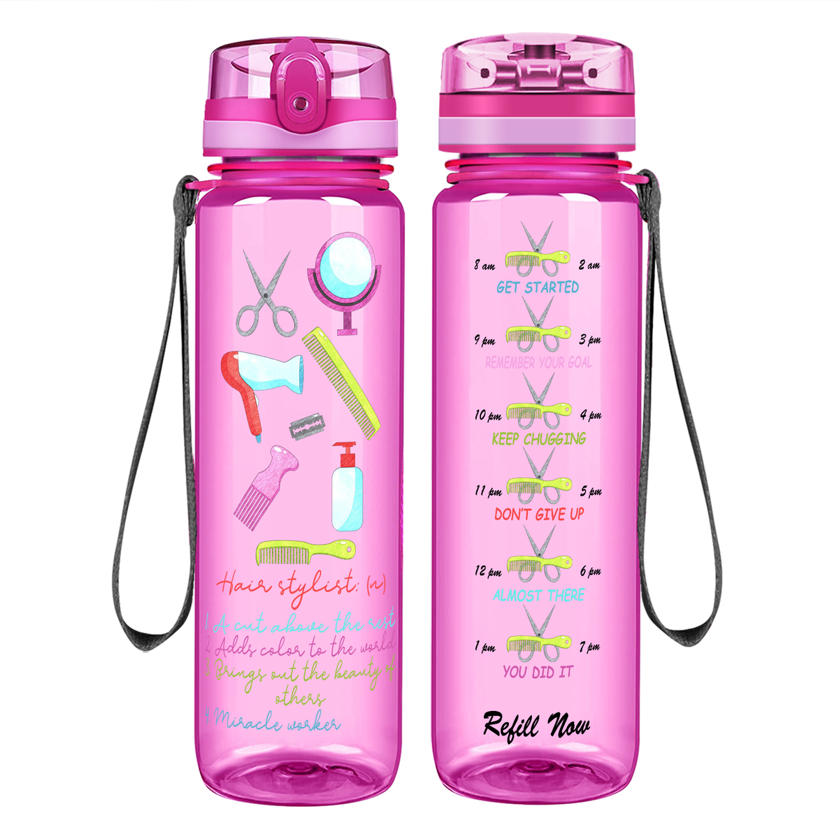 Hairstylist Miracle Worker on 32 oz Motivational Tracking Water Bottle