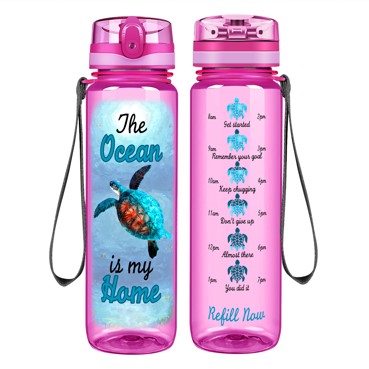 The Ocean Is My Home on 32 oz Motivational Tracking Water Bottle