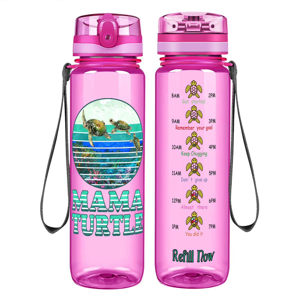 Mama Turtle on 32 oz Motivational Tracking Water Bottle