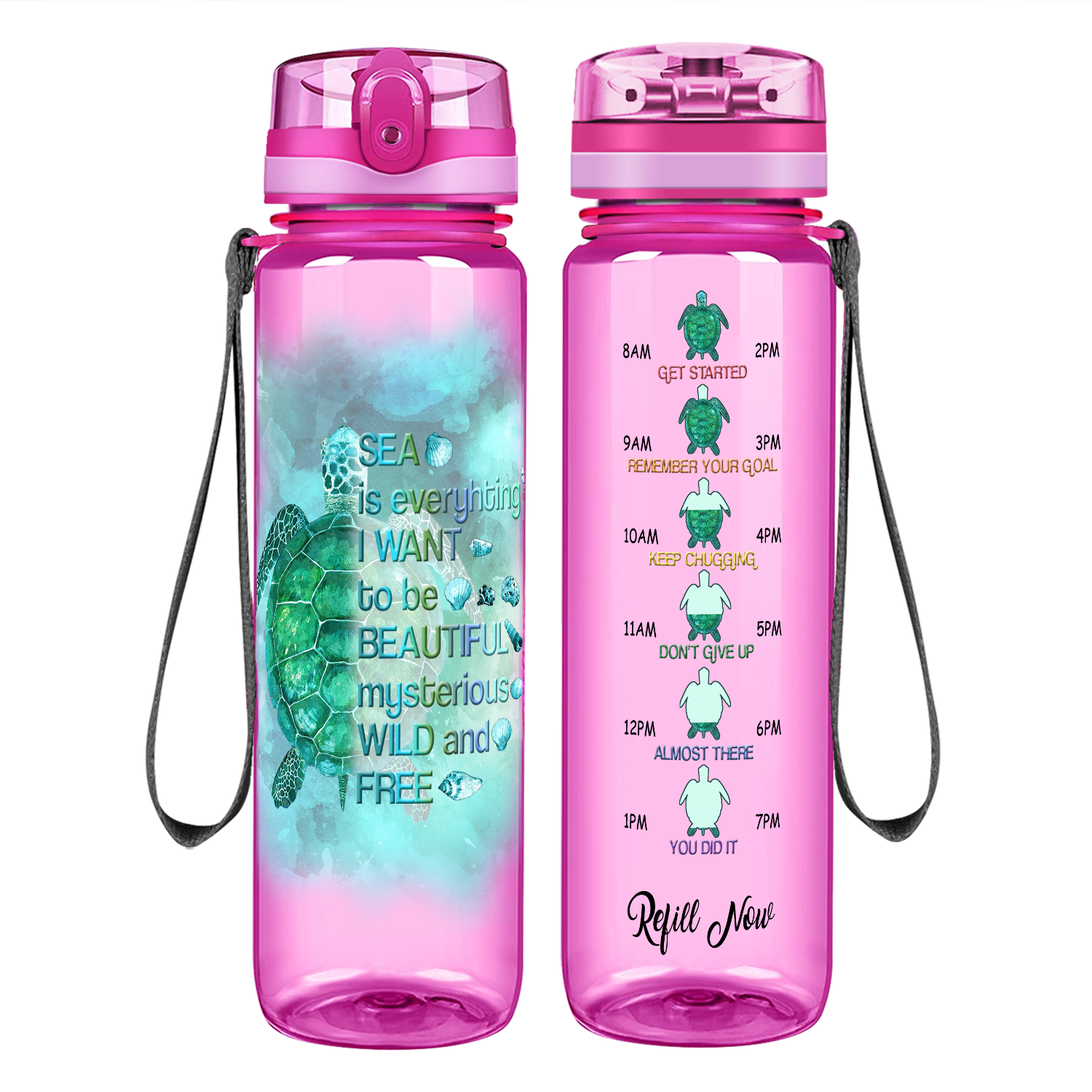 Sea Is Everything I Want on 32 oz Motivational Tracking Water Bottle