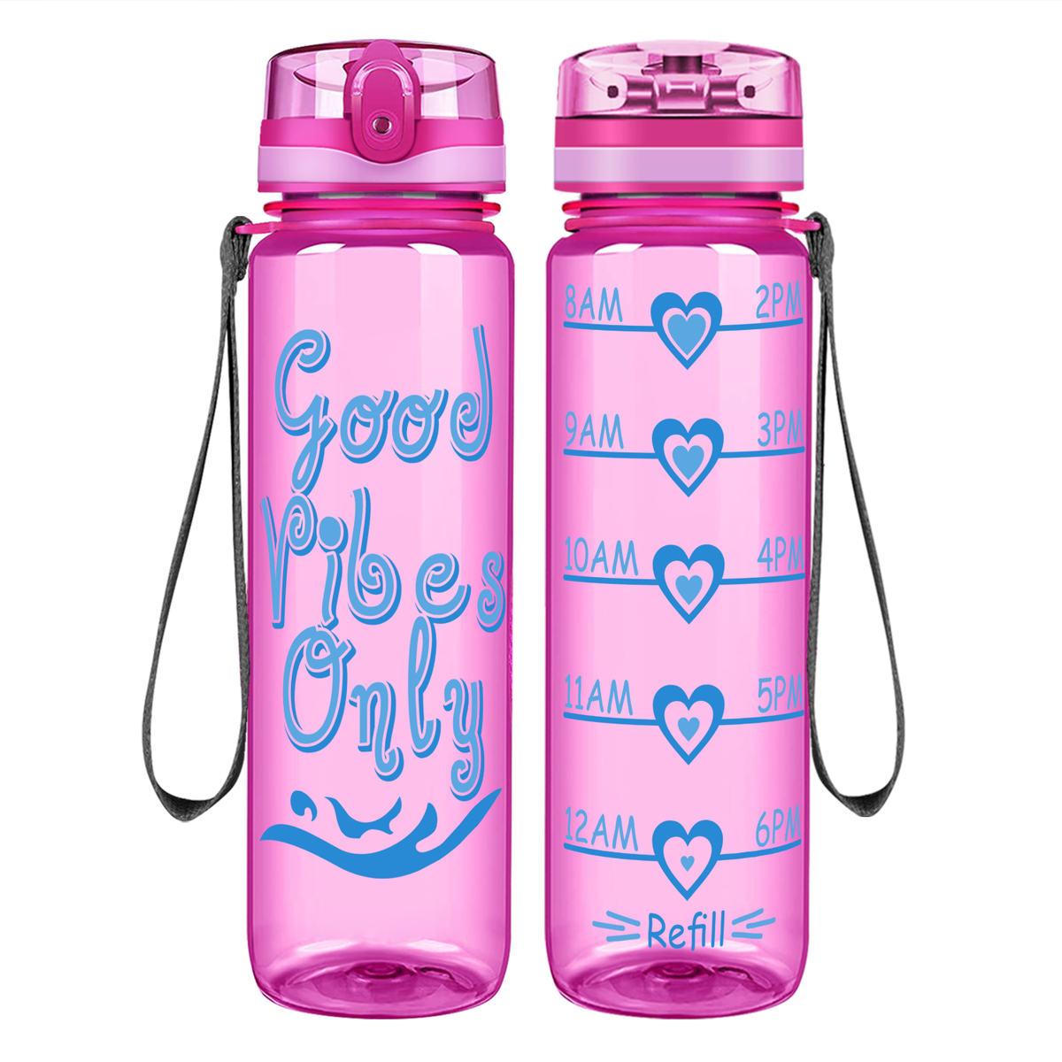 Good Vibes Only on 32 oz Motivational Tracking Water Bottle