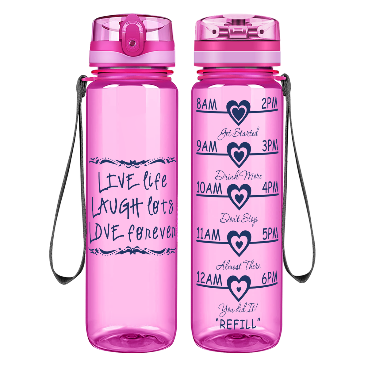 Live Life on 32 oz Motivational Tracking Water Bottle