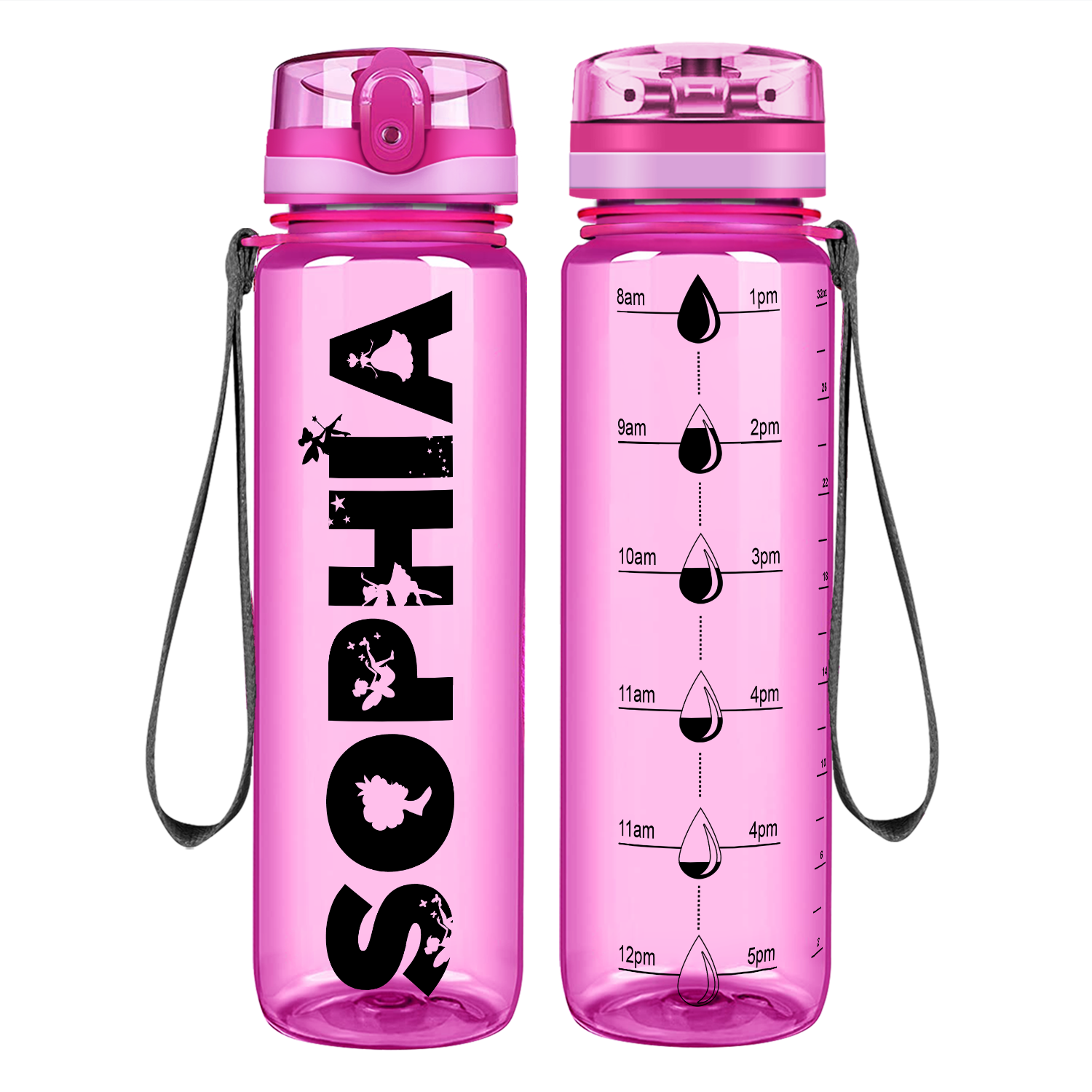 Cuptify Kids Personalized on Pink Motivational Tracking Water Bottle