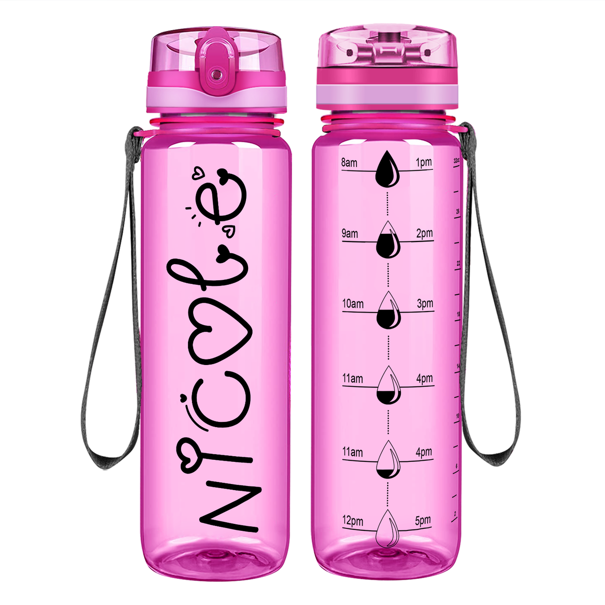 Personalized Girls on 32 oz Motivational Tracking Water Bottle