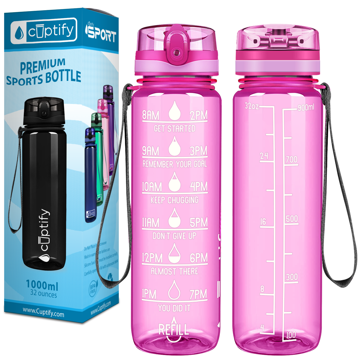 Cuptify Pink Gloss 32 oz Motivational Water Bottle