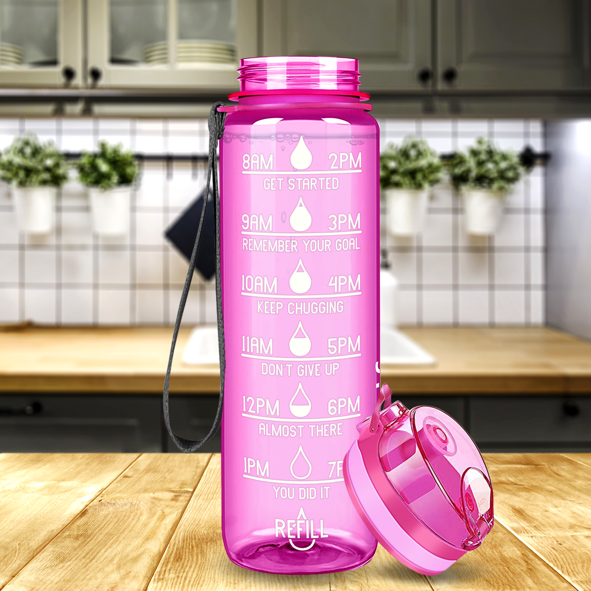 Cuptify Pink Gloss 32 oz Motivational Water Bottle