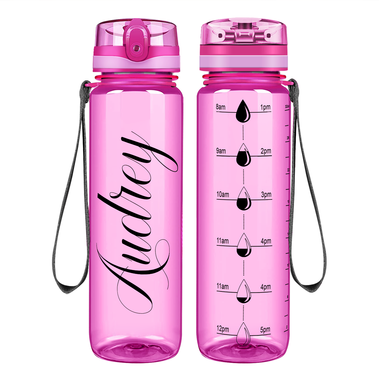 Cuptify Personalized on Pink Motivational Tracking Water Bottle