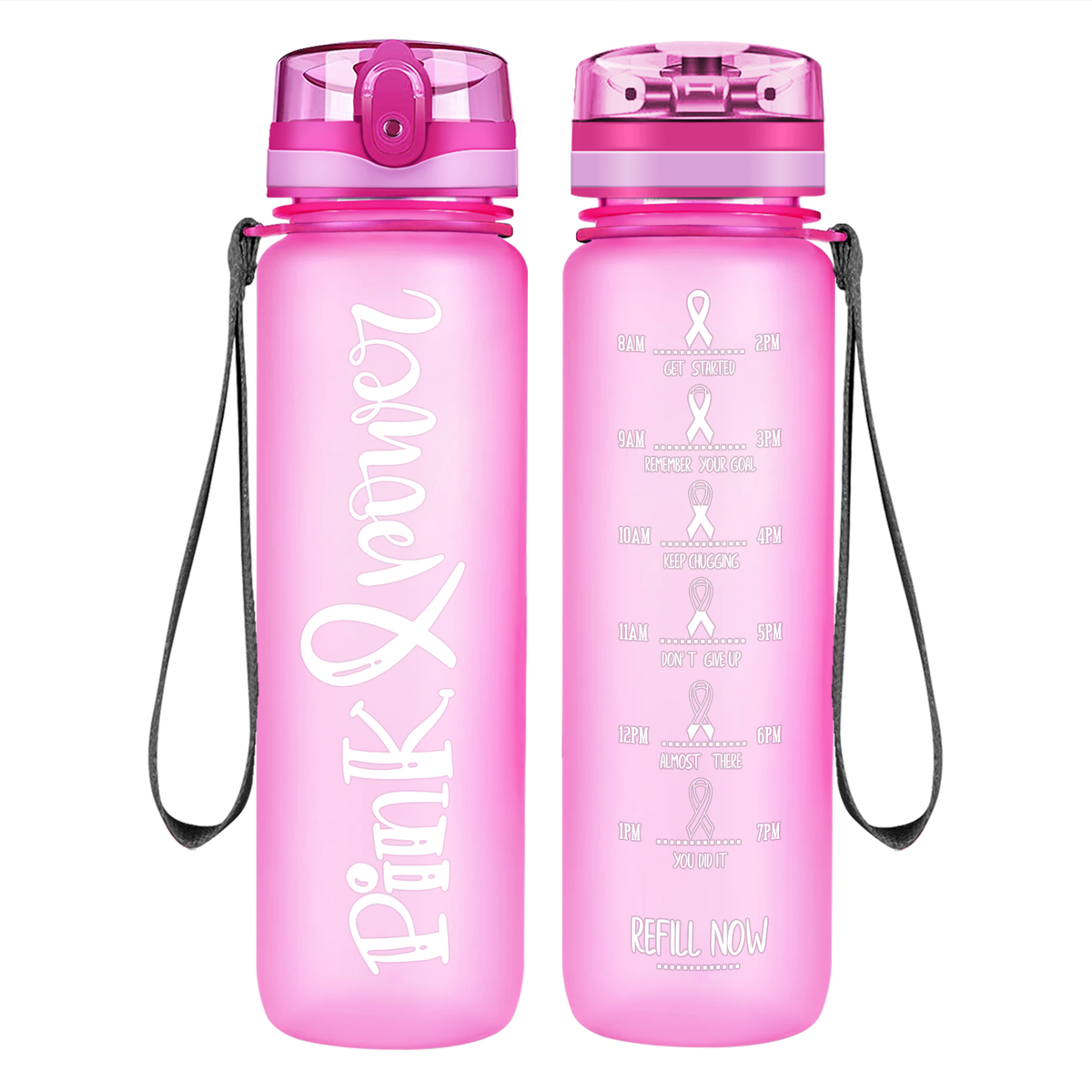 Pink Power Motivational Tracking Water Bottle