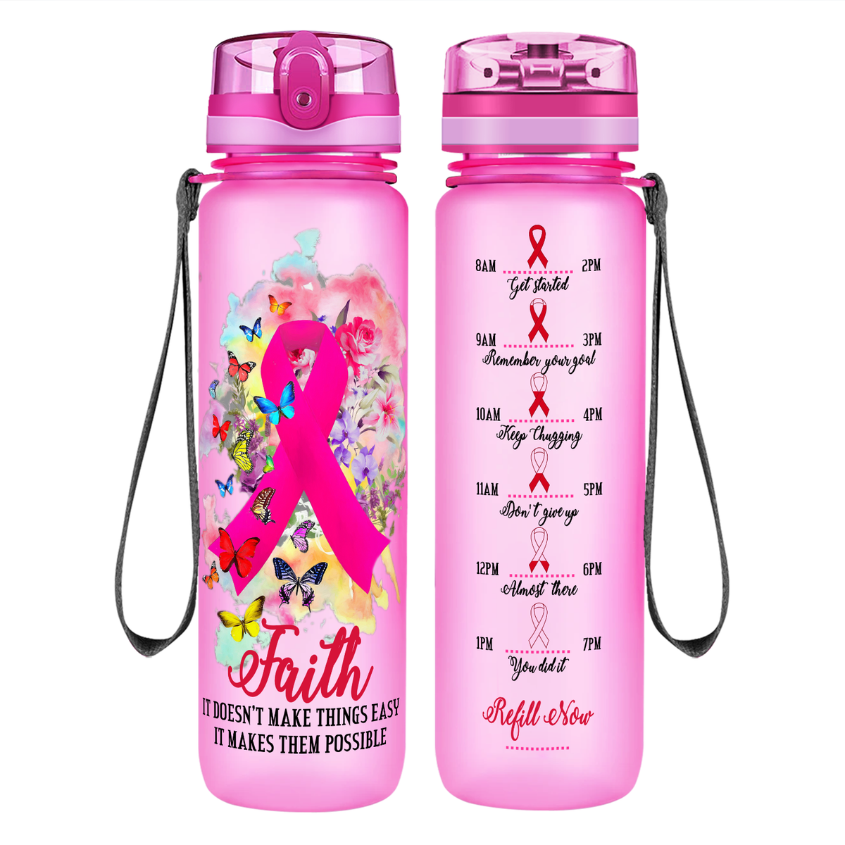Faith It Doesn’t Make Things Easy on 32 oz Motivational Tracking Water Bottle