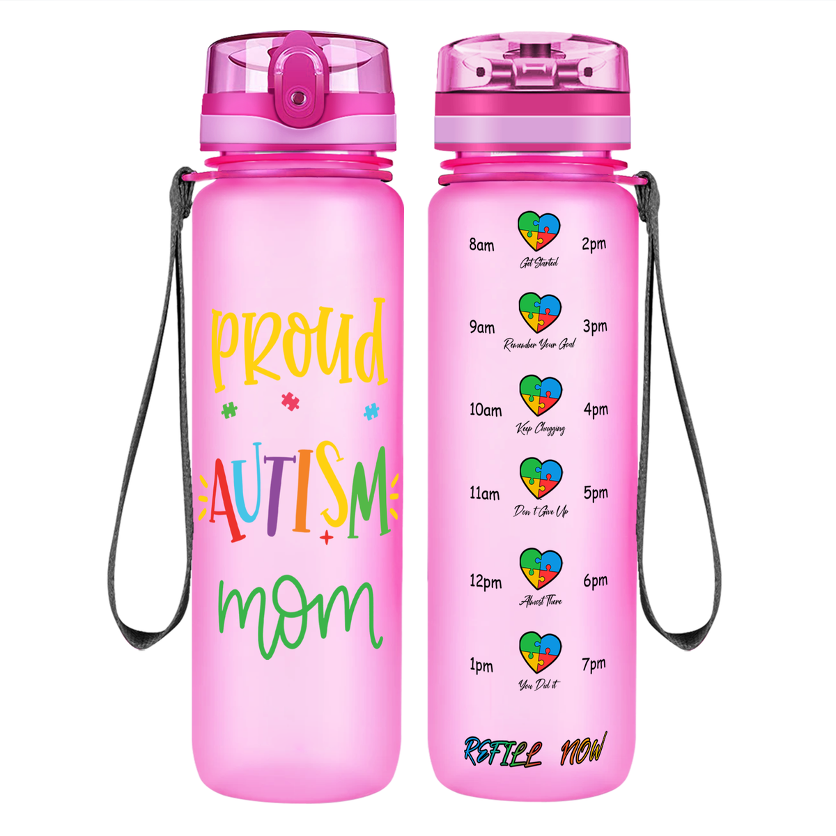 Proud Autism Mom on 32 oz Motivational Tracking Water Bottle