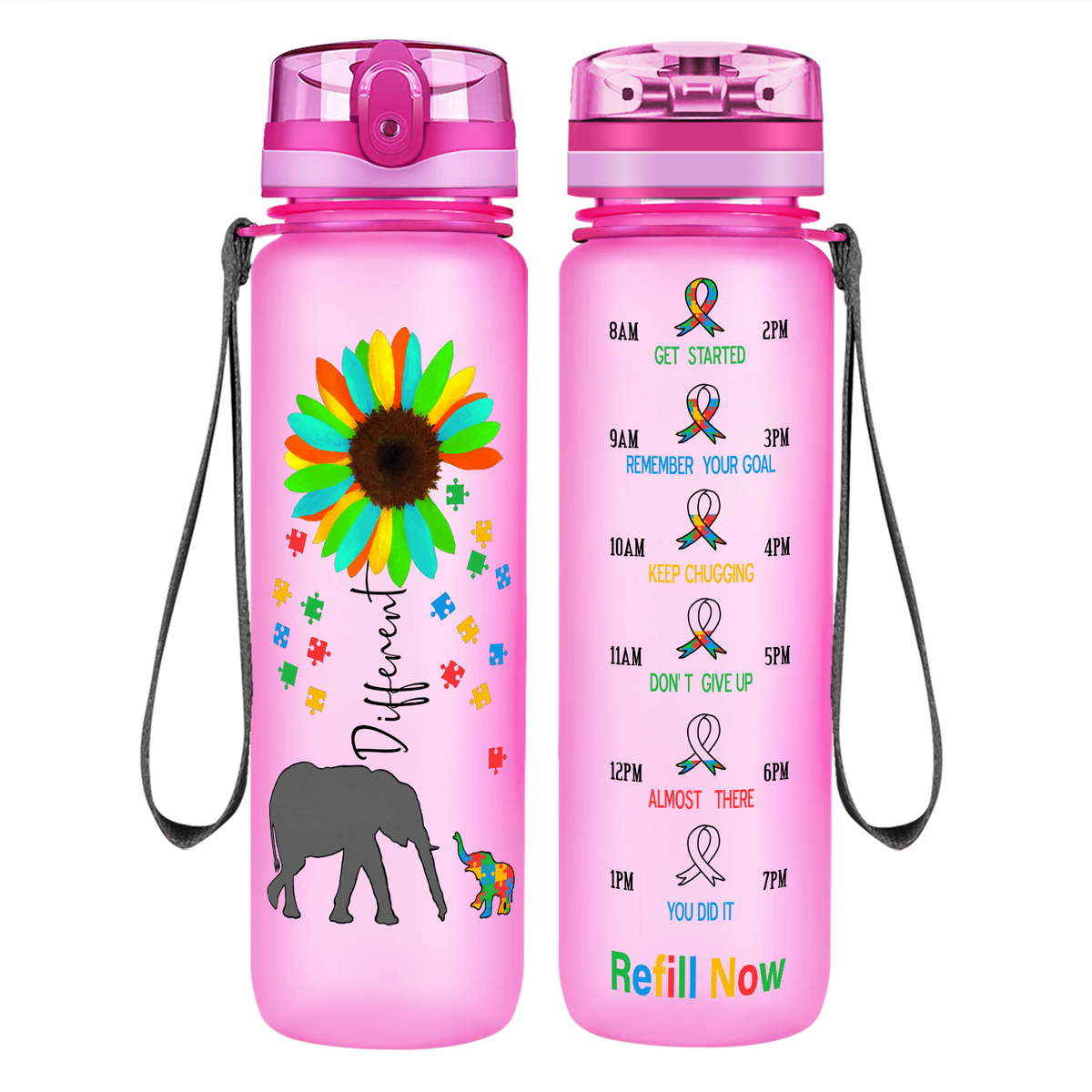 Be Different on 32 oz Motivational Tracking Autism Water Bottle