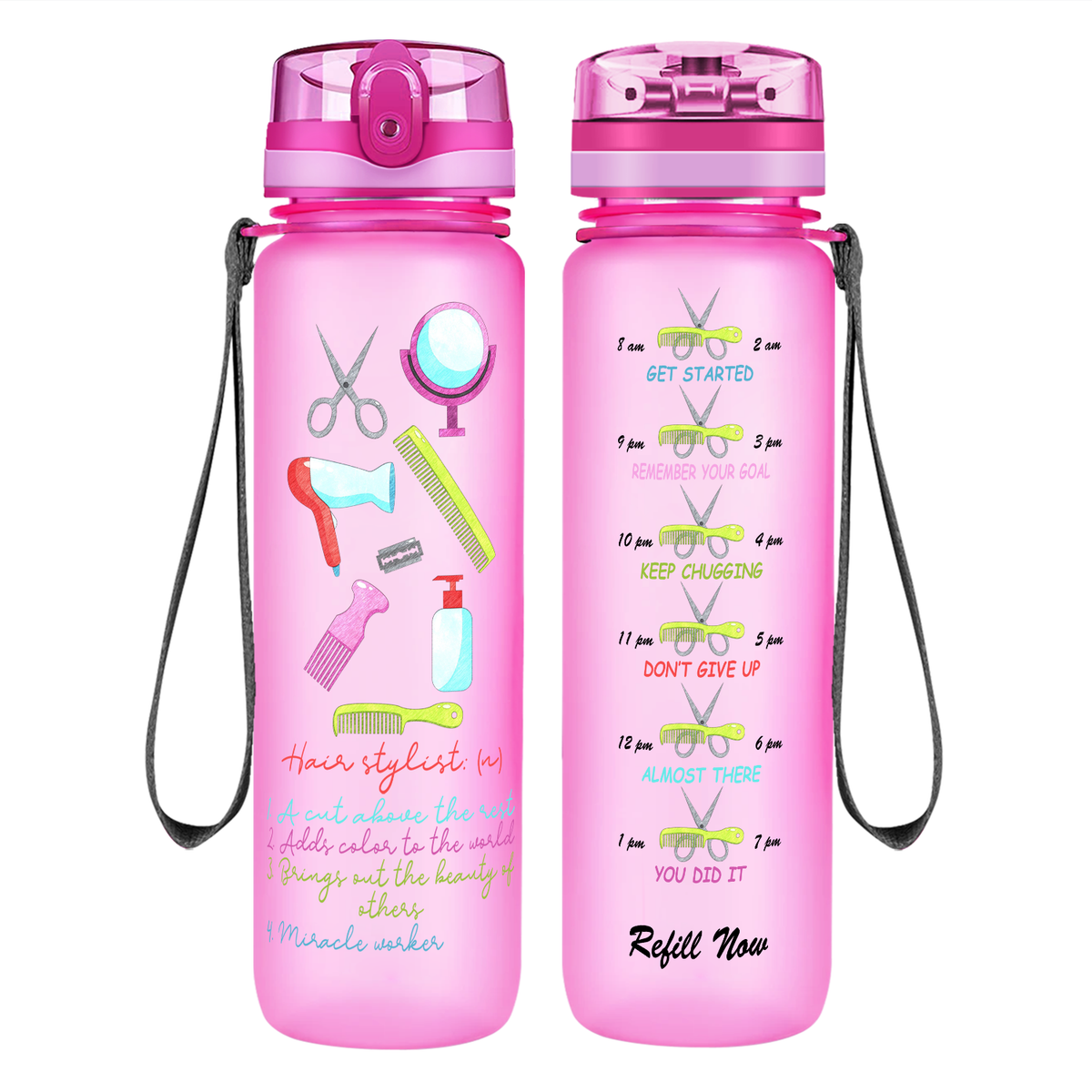 Hairstylist Miracle Worker on 32 oz Motivational Tracking Water Bottle