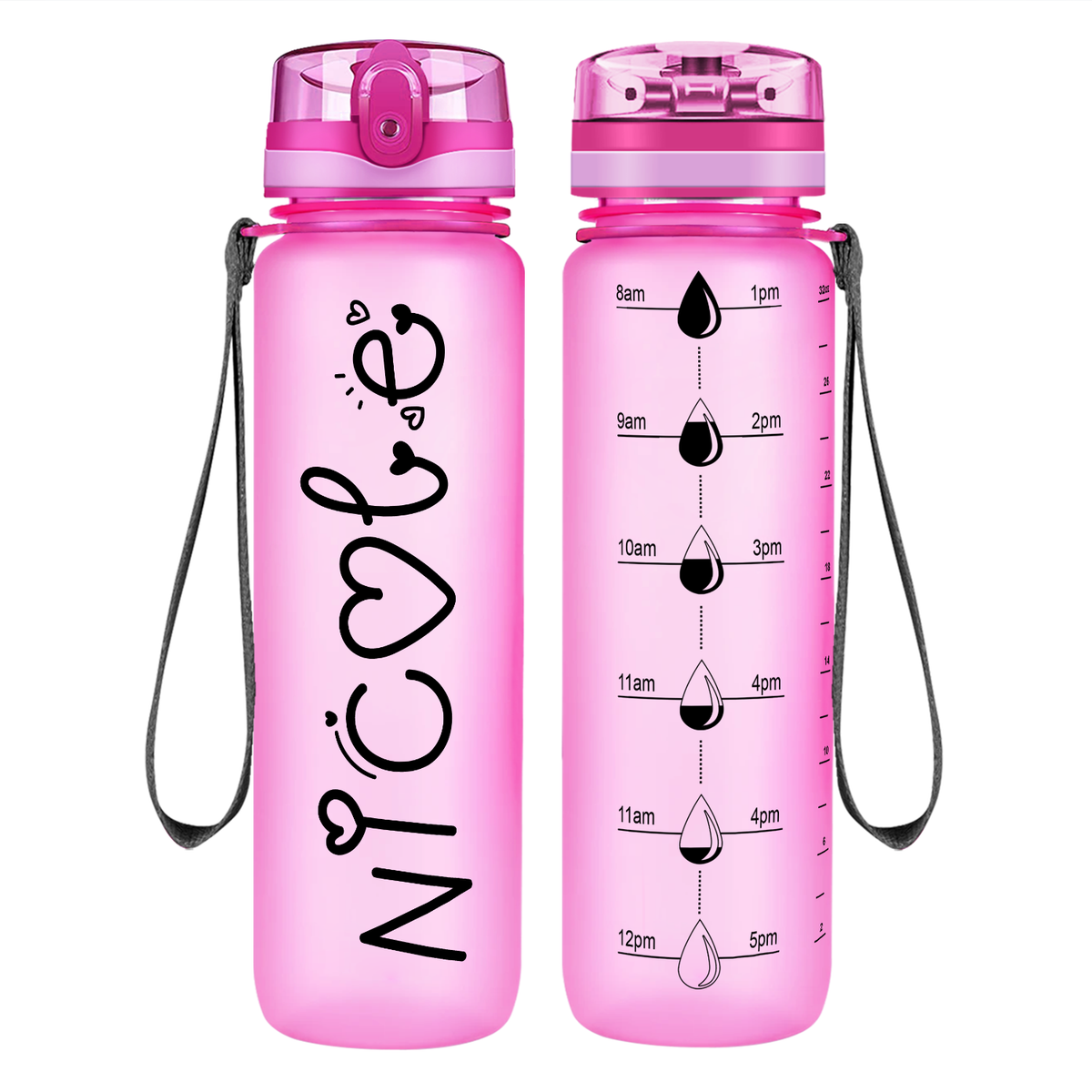 Personalized Girls on 32 oz Motivational Tracking Water Bottle