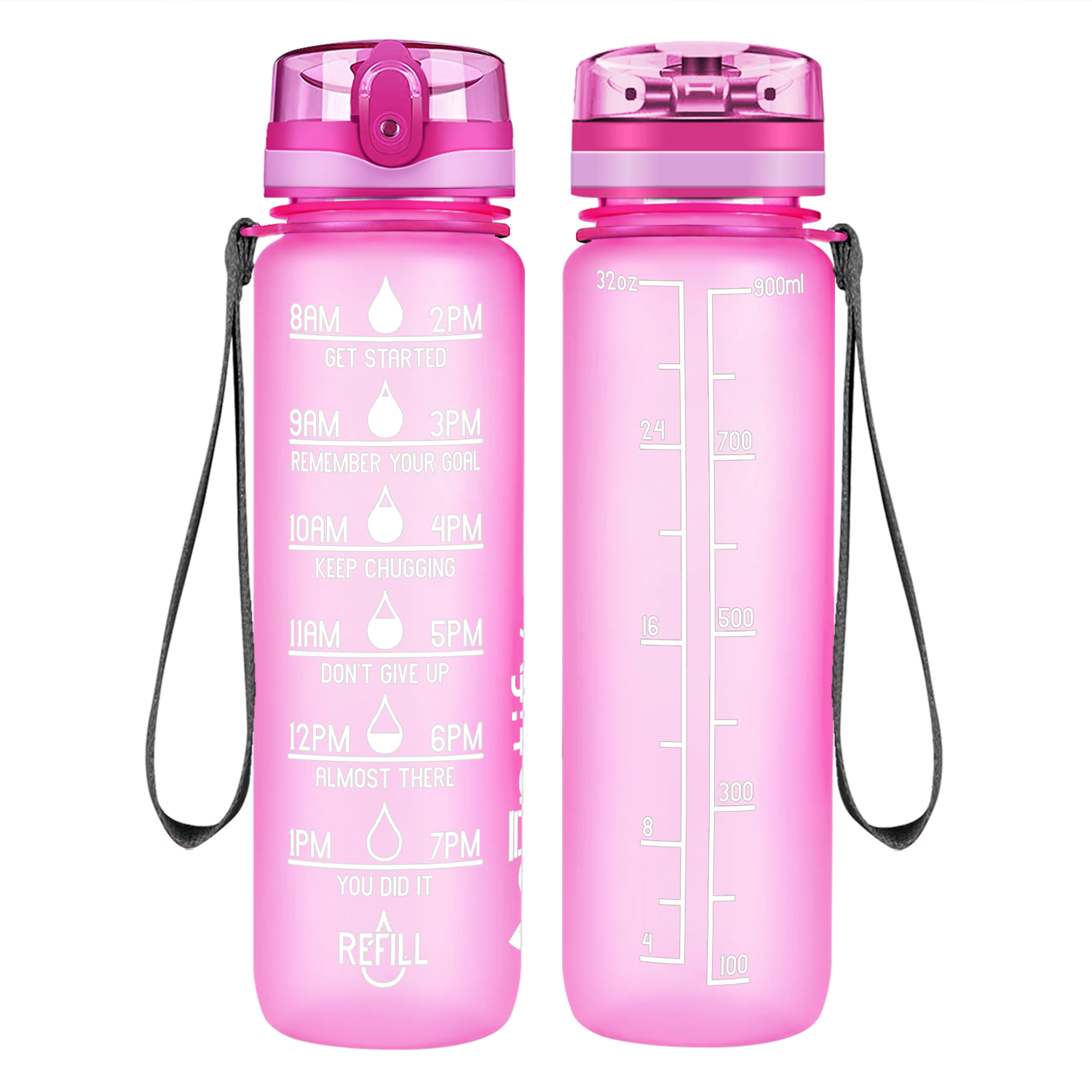 32 oz Motivational Water Bottle with Time Marker & Straw - Frosted