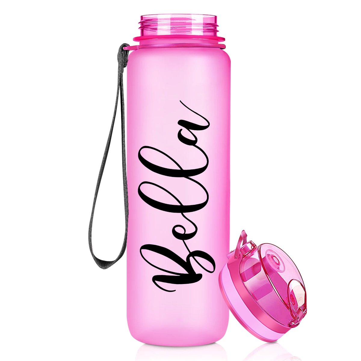 Pink Frosted 32 oz Personalized Motivational Tracking Water Bottle