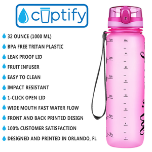 Cuptify Personalized Pink Frosted 32 oz Water Bottle