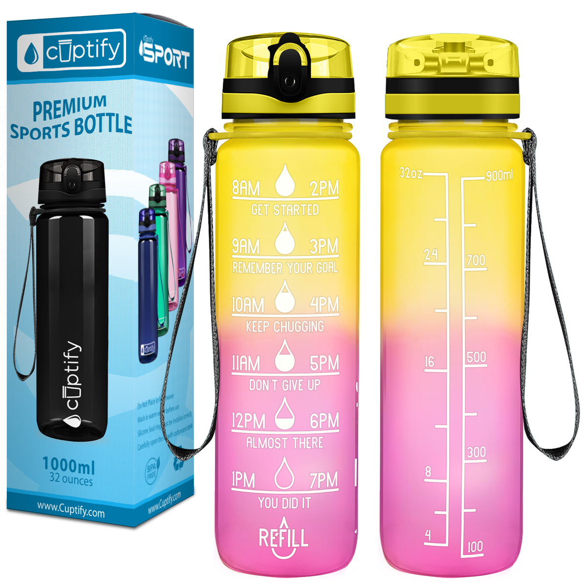 Cuptify Pink Lemonade Frosted 32 oz Motivational Water Bottle