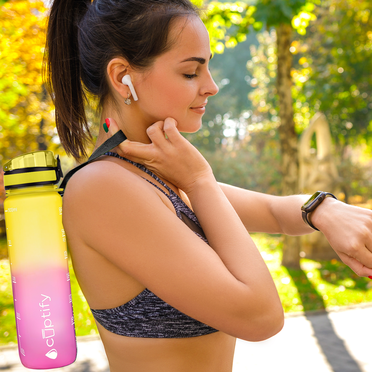 Cuptify Pink Lemonade Frosted 32 oz Motivational Water Bottle