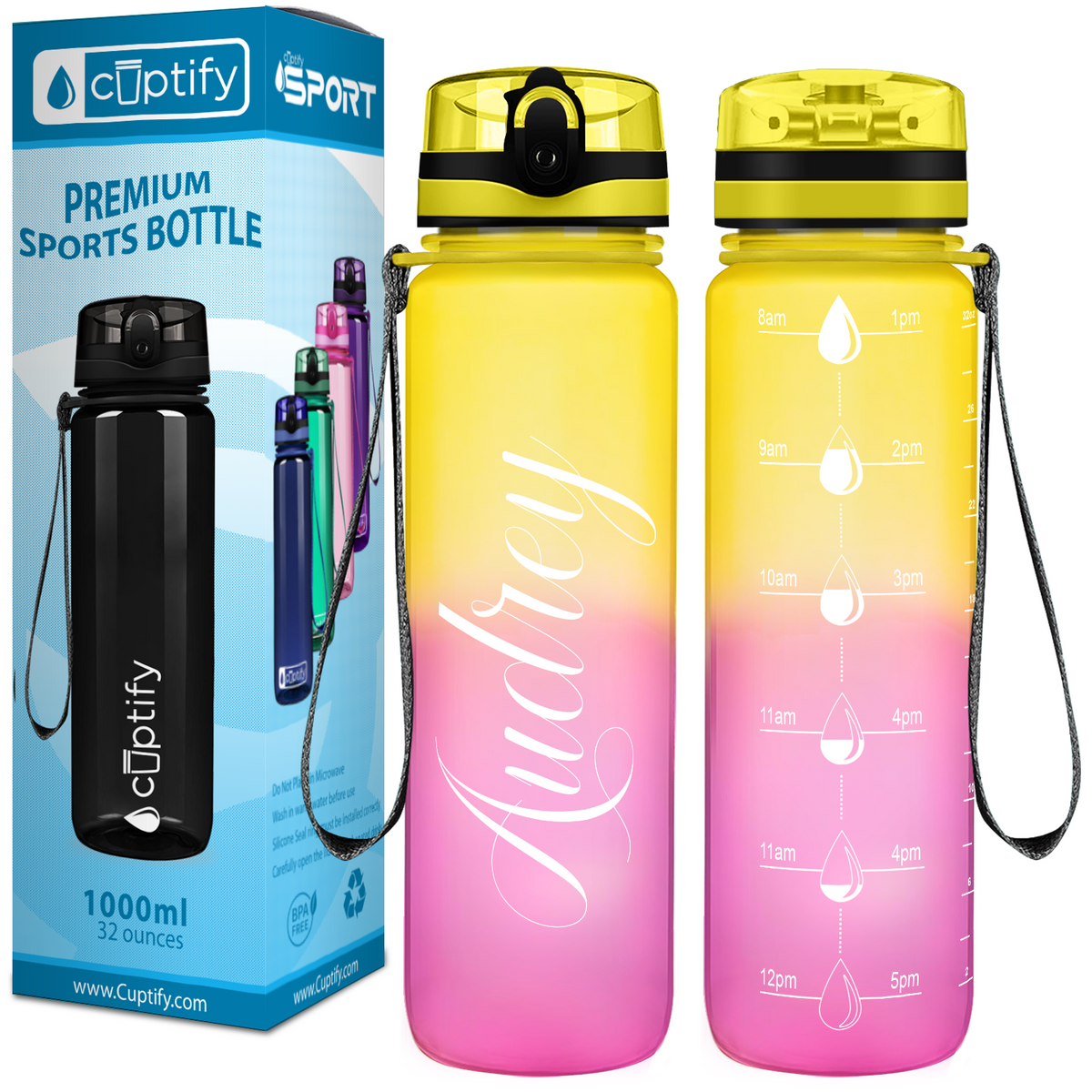 Personalized Pink Lemonade Frosted 32 oz Water Bottle