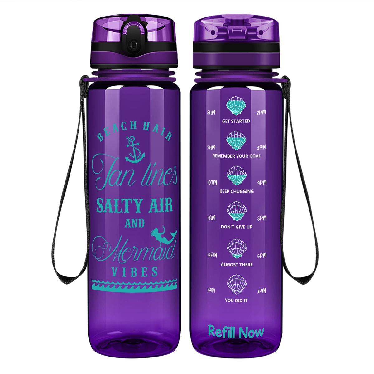 Beach Hair Tan Lines on 32 oz Motivational Tracking Water Bottle