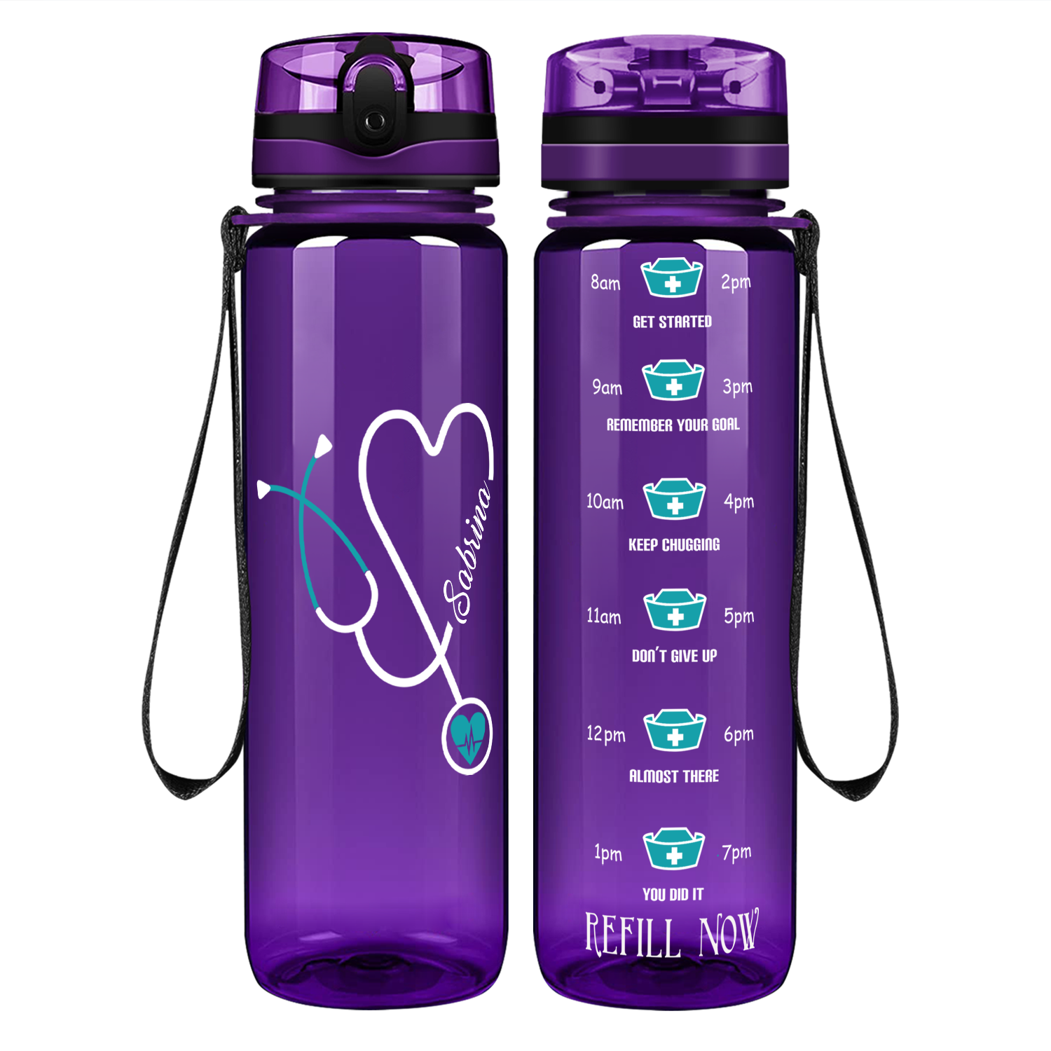 Hydrating Libation, Purple with Custom Name, Water Bottle