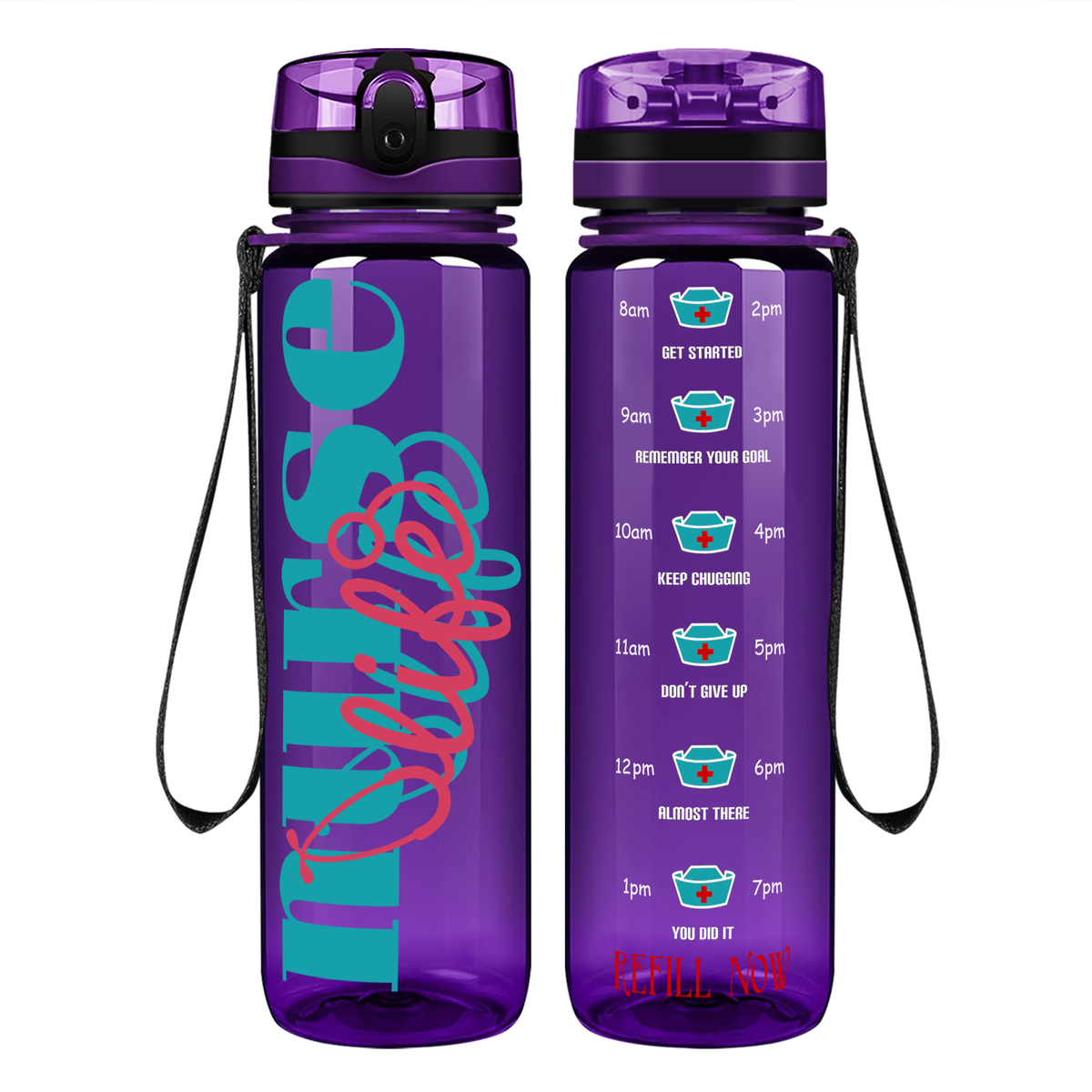 Nurse Life on 32oz Motivational Tracking Water Bottle