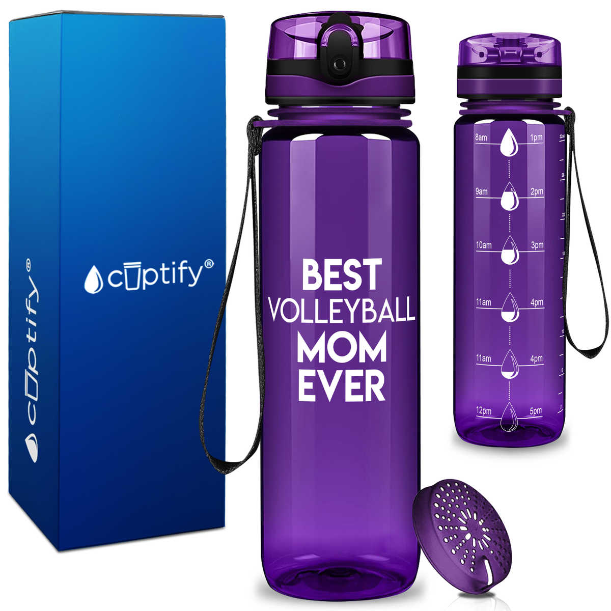 Best Volleyball Mom Ever on 32 oz Motivational Tracking Water Bottle