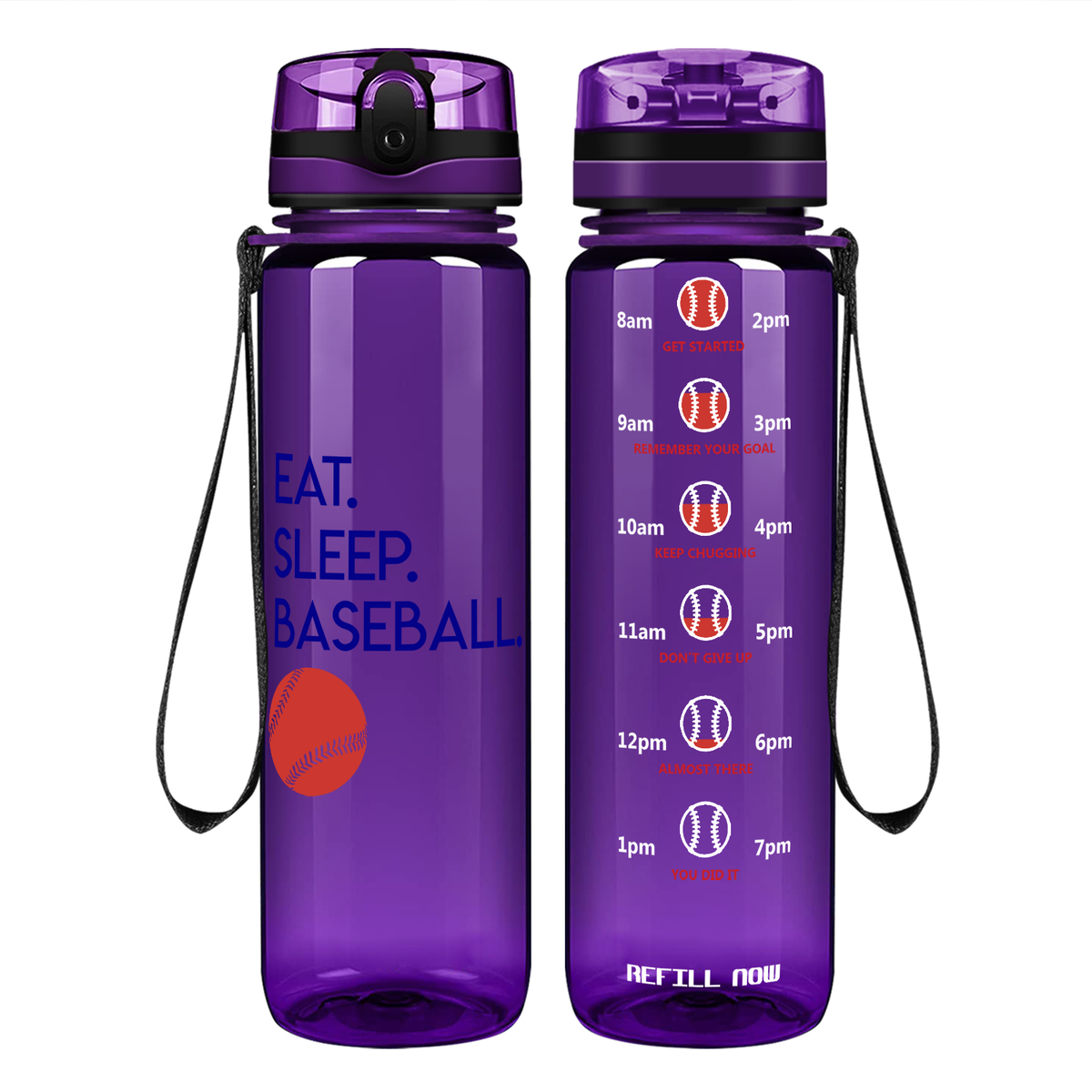 Eat Sleep Baseball on 32 oz Motivational Tracking Water Bottle
