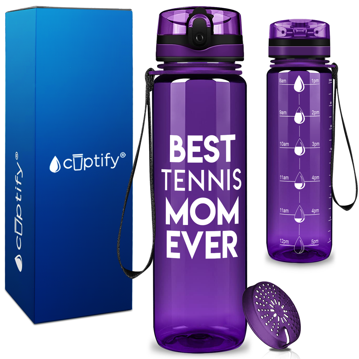 Best Tennis Mom Ever on 32 oz Motivational Tracking Water Bottle