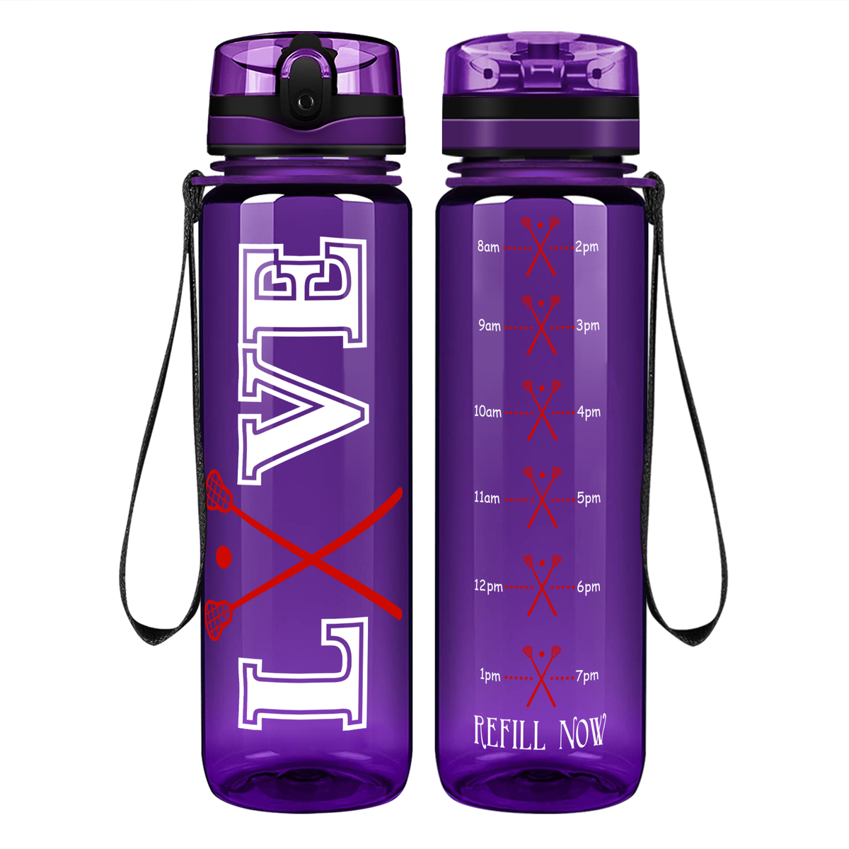 Lacrosse Love on 32 oz Motivational Tracking Water Bottle