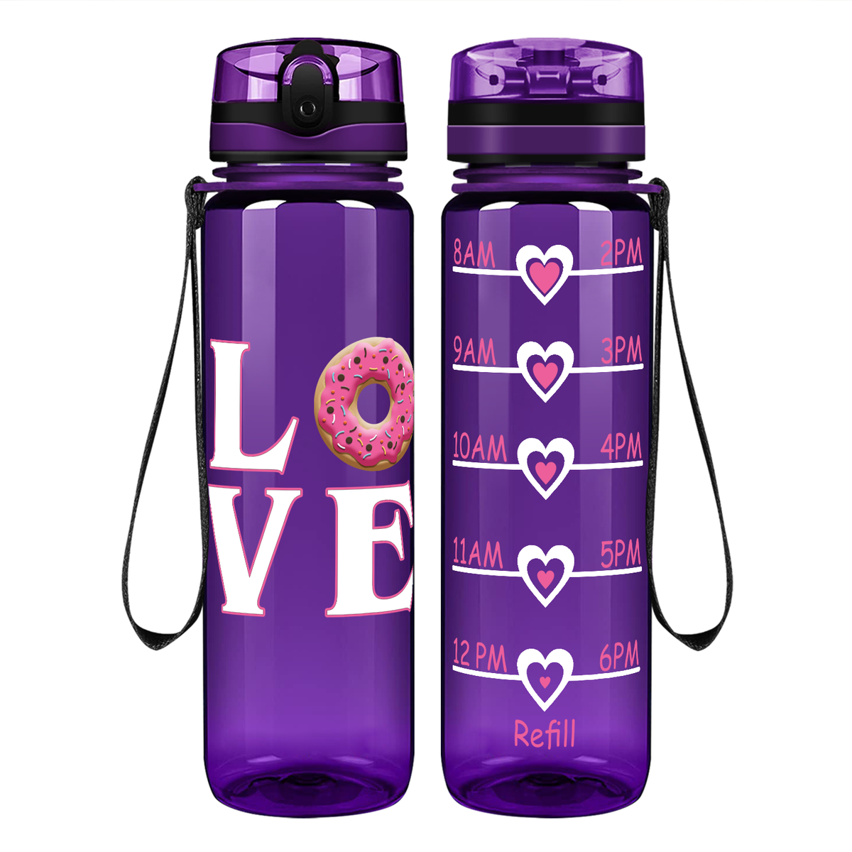 Donut Love on 32 oz Motivational Tracking Water Bottle