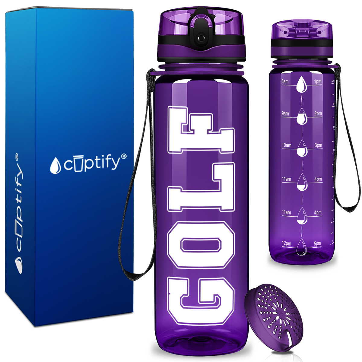 Golf on 32 oz Motivational Tracking Water Bottle