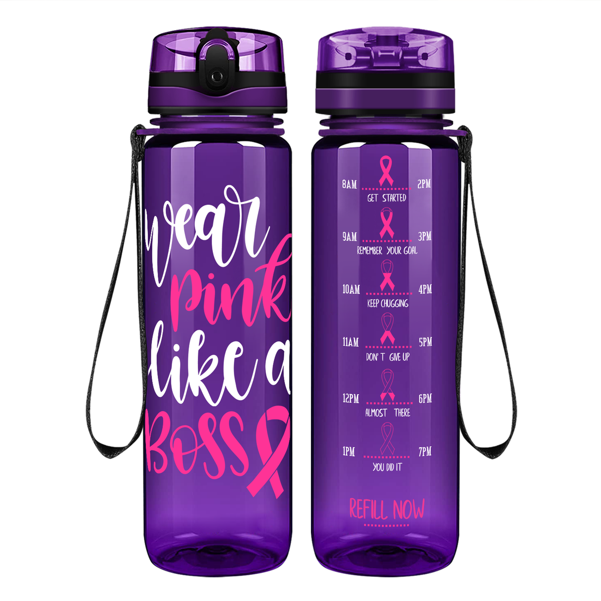 Wear Pink Like a Boss Motivational Tracking Water Bottle