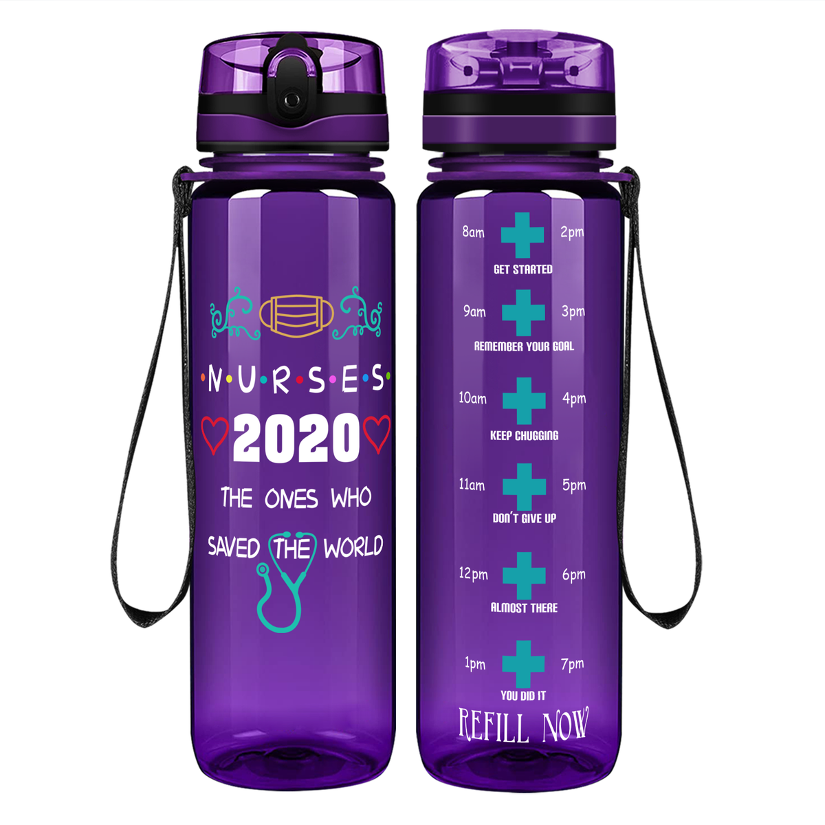 Nurses 2020 The Ones Who Saved The World on 32oz Motivational Tracking Water Bottle