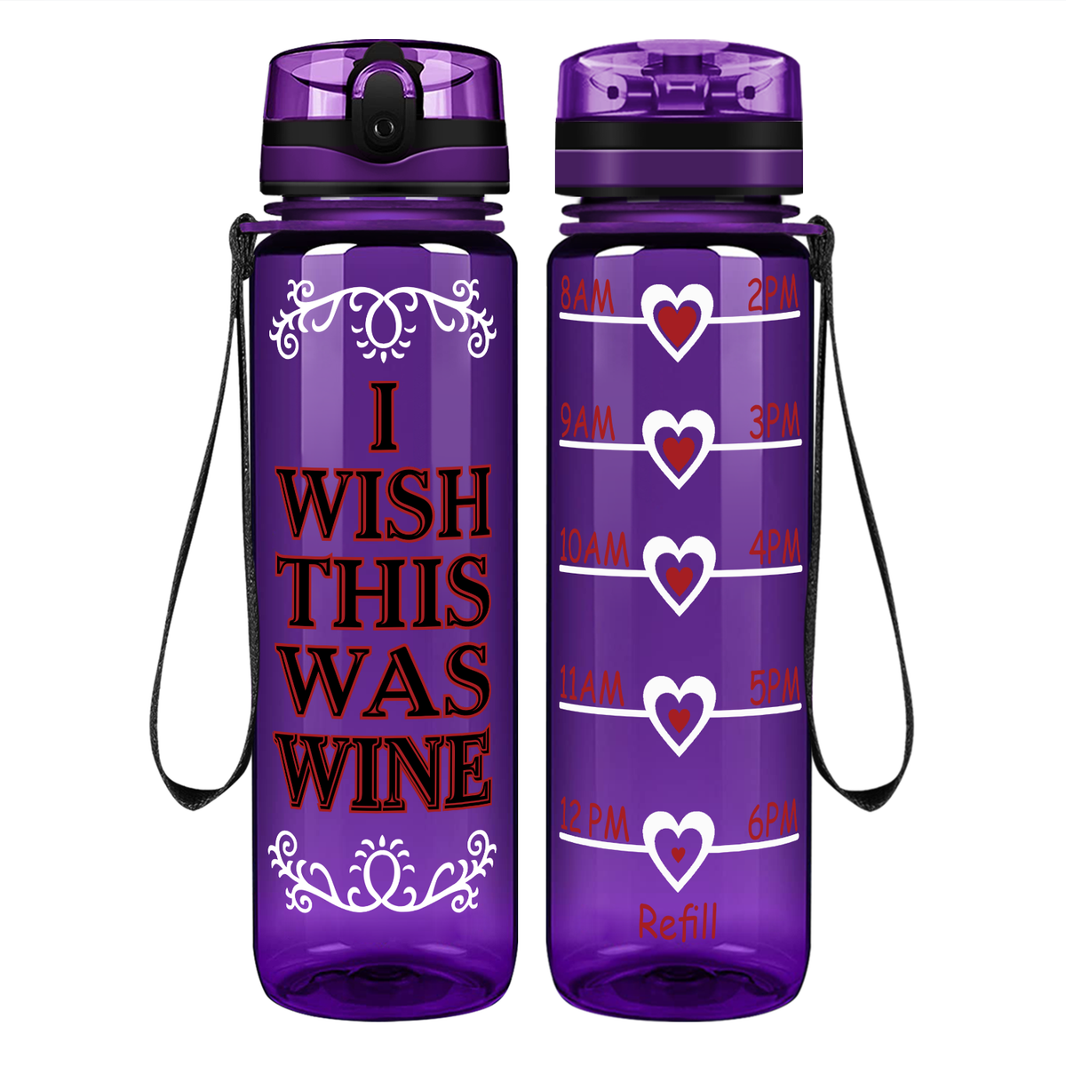Wish This Was Wine on 32 oz Motivational Tracking Water Bottle