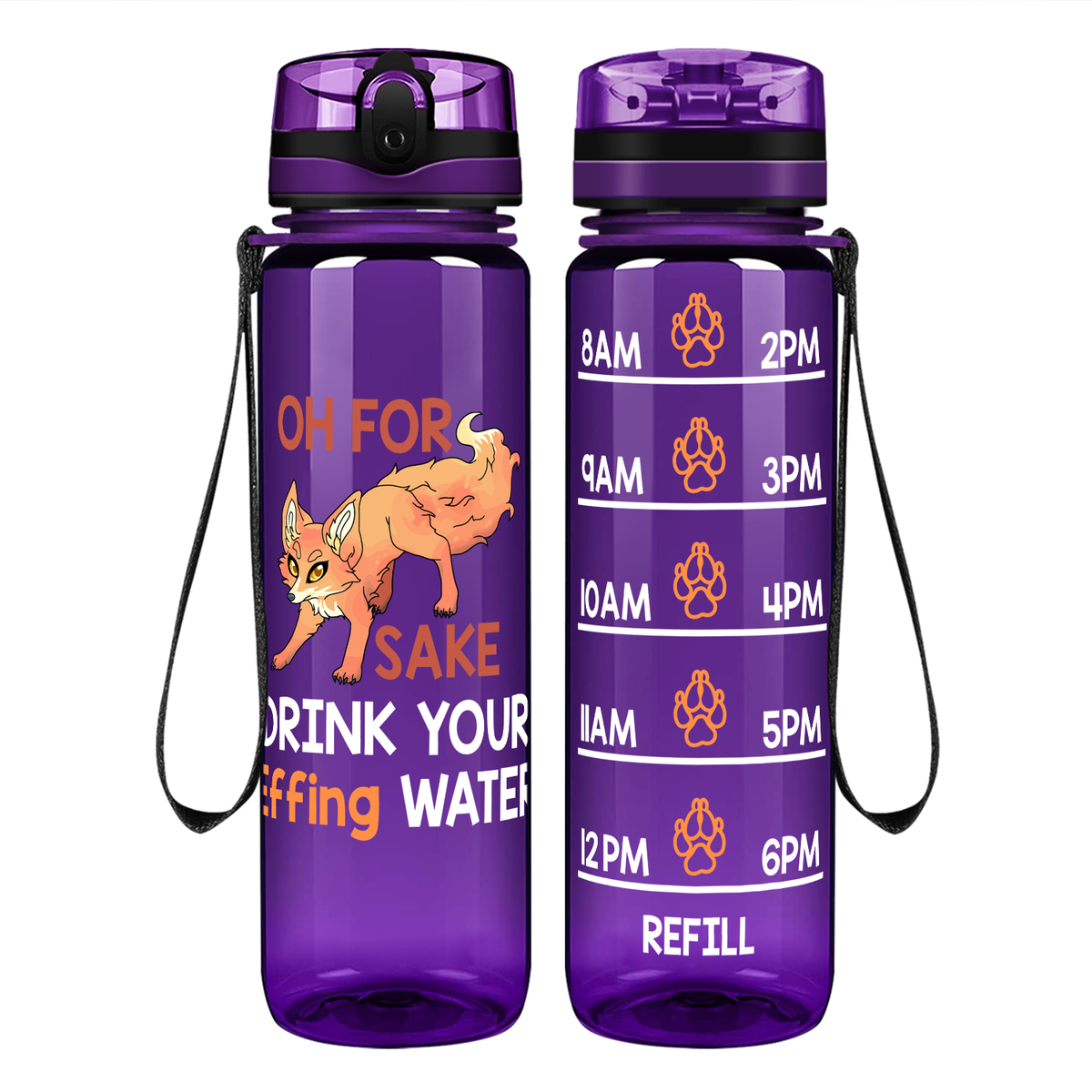 Fox Sake on 32 oz Motivational Tracking Water Bottle