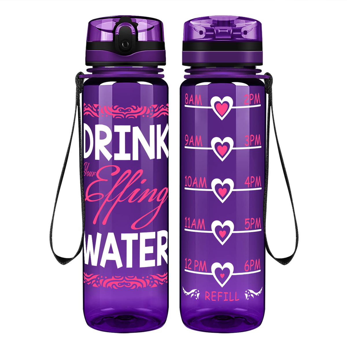Effing Water on 32 oz Motivational Tracking Water Bottle